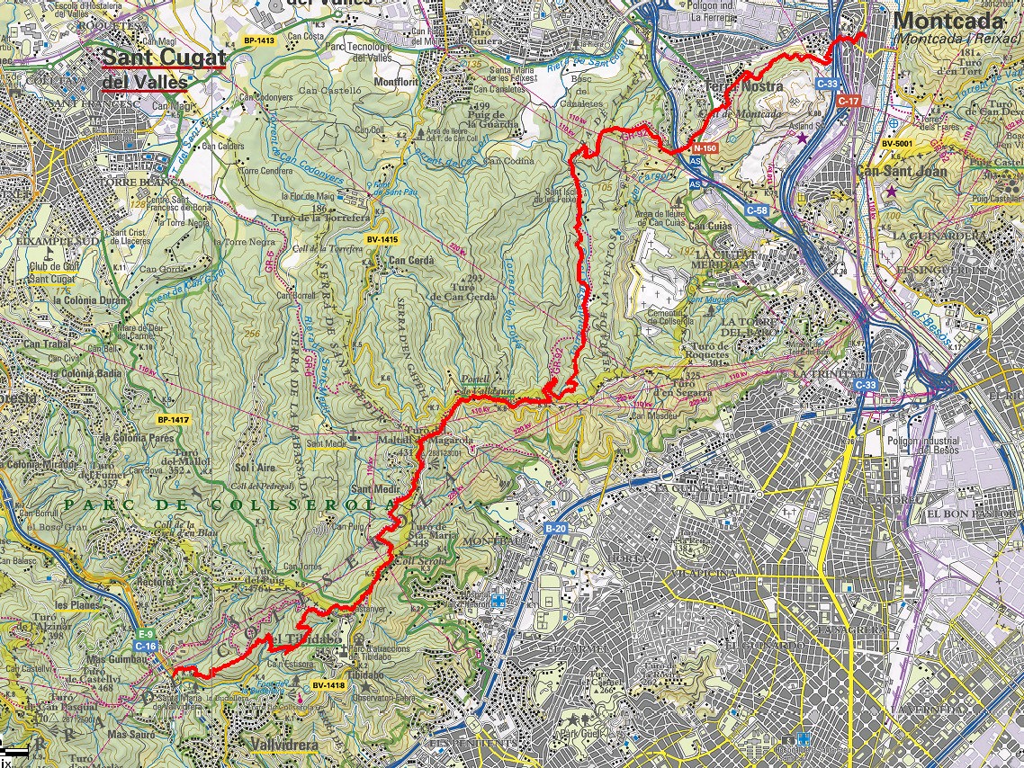 Mapa ICC Montcada Reixac - Baixador de Vallvidrera