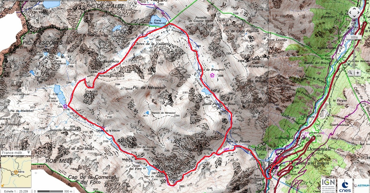 Mapa ruta L´Ospitalet. Portella de Sisca
