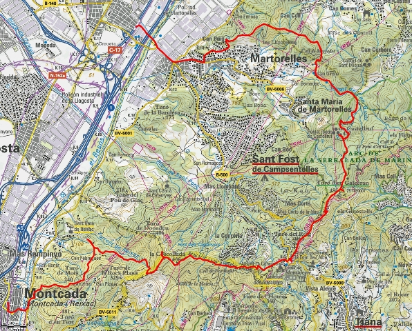 Mapa ruta Montcada a Mollet