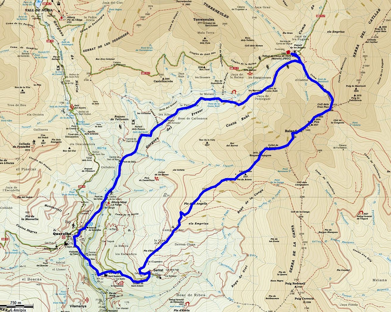 Mapa ruta Balandrau