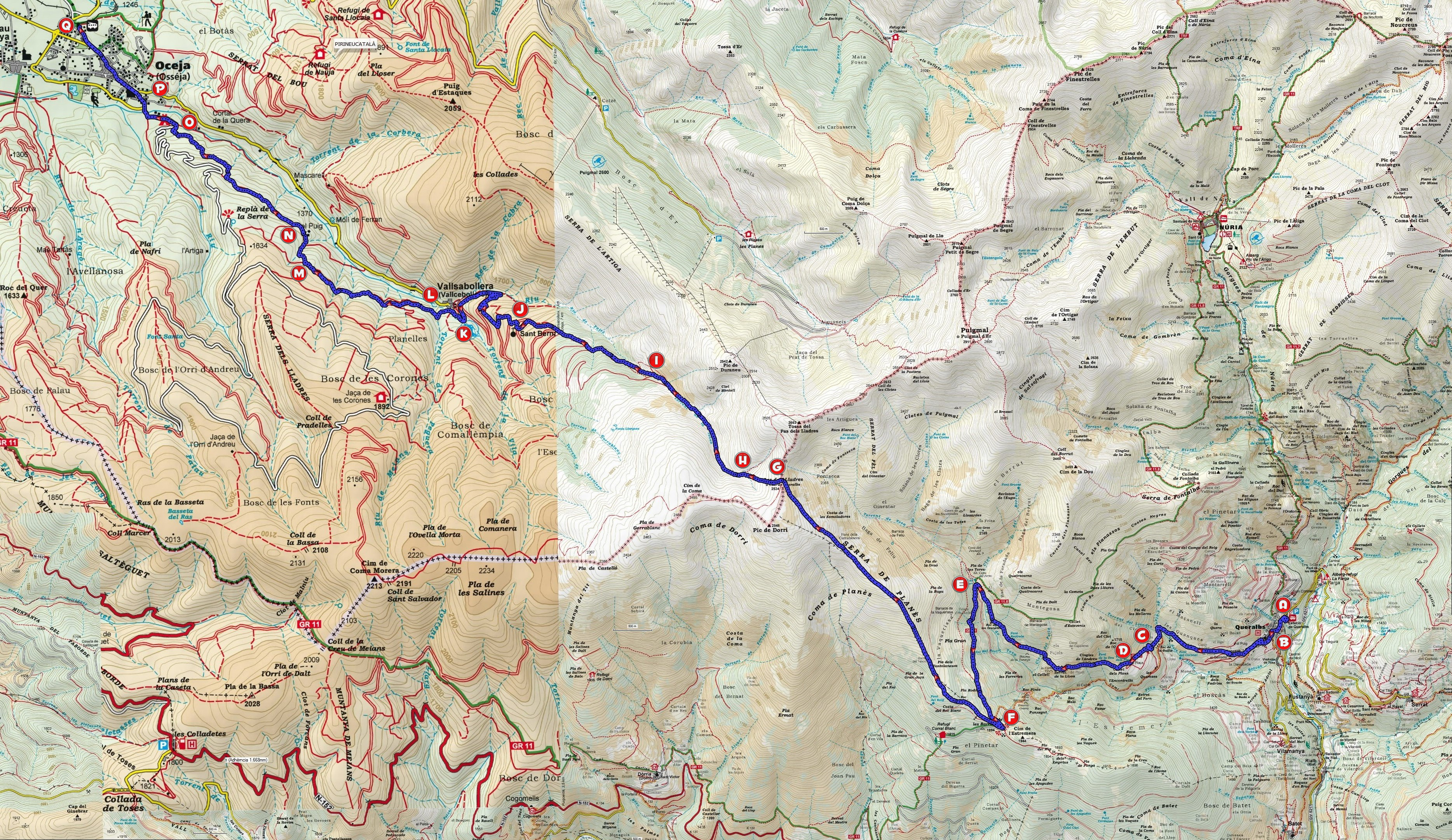 Mapa Queralbs-Osseja_2_punts