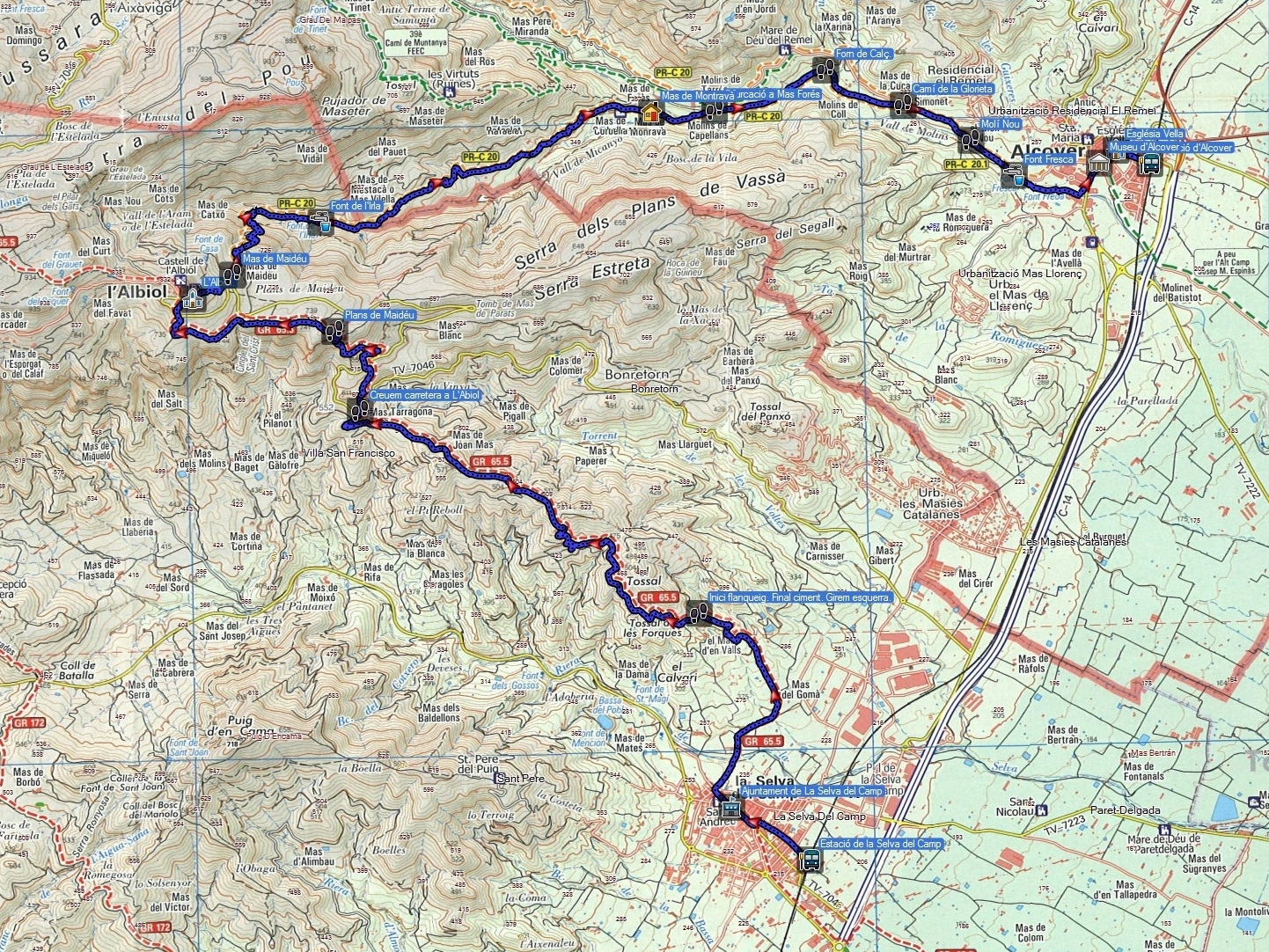 Mapa ruta La Selva del Camp